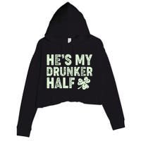 St Patrick's Day He's My Drunker Half Matching Couple's Crop Fleece Hoodie