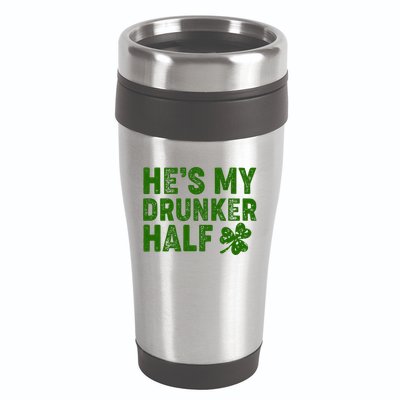 St Patrick's Day He's My Drunker Half Matching Couple's 16oz Travel Tumbler