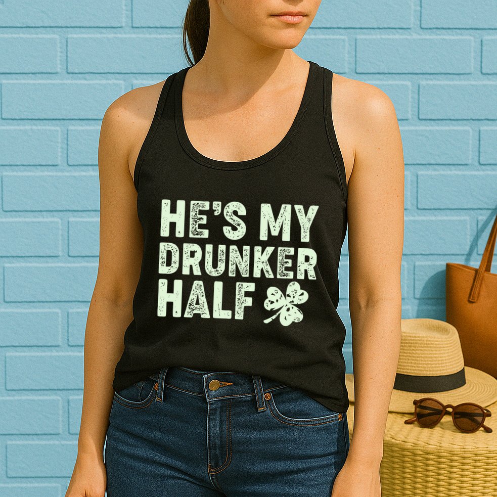 St Patrick's Day He's My Drunker Half Matching Couple's Womens Tank Top