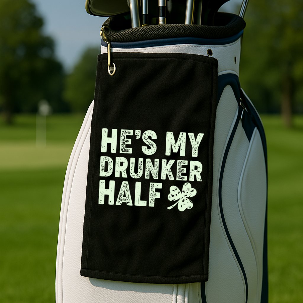 St Patrick's Day He's My Drunker Half Matching Couple's Golf Towel