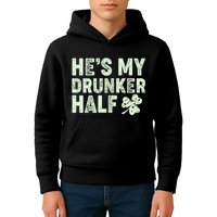 St Patrick's Day He's My Drunker Half Matching Couple's Kids Hoodie