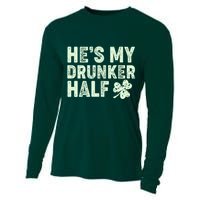 St Patrick's Day He's My Drunker Half Matching Couple's Cooling Performance Long Sleeve Crew