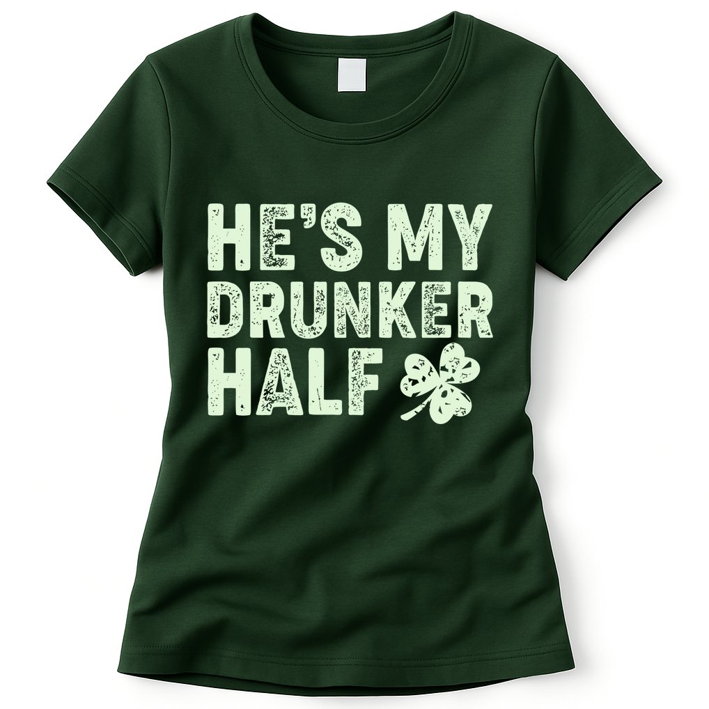 St Patrick's Day He's My Drunker Half Matching Couple's Womens T-Shirt