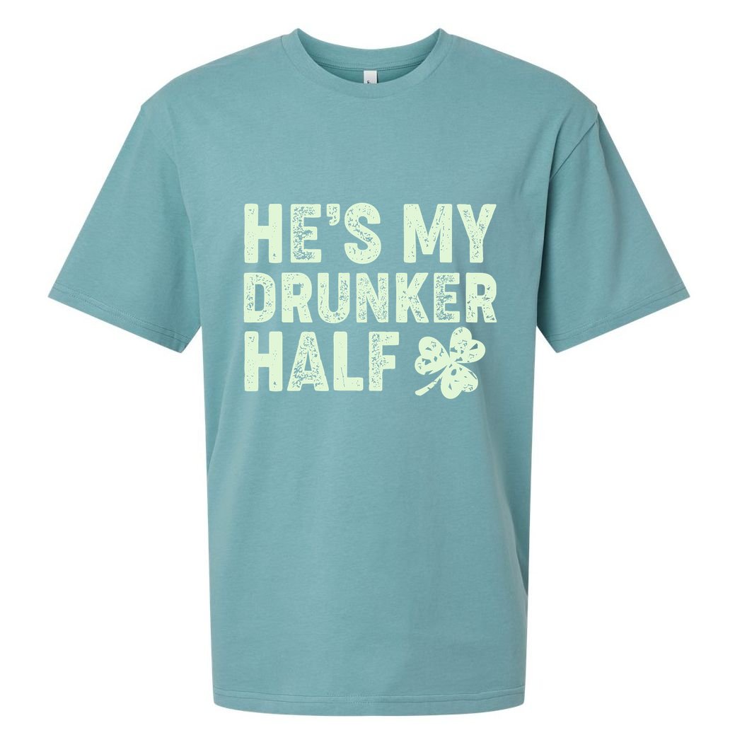St Patrick's Day He's My Drunker Half Matching Couple's Sueded Cloud Jersey T-Shirt
