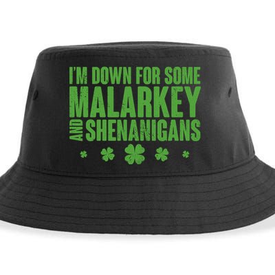St Patrick's Day I'm Down For Some Malarkey And Shenanigans Sustainable Bucket Hat