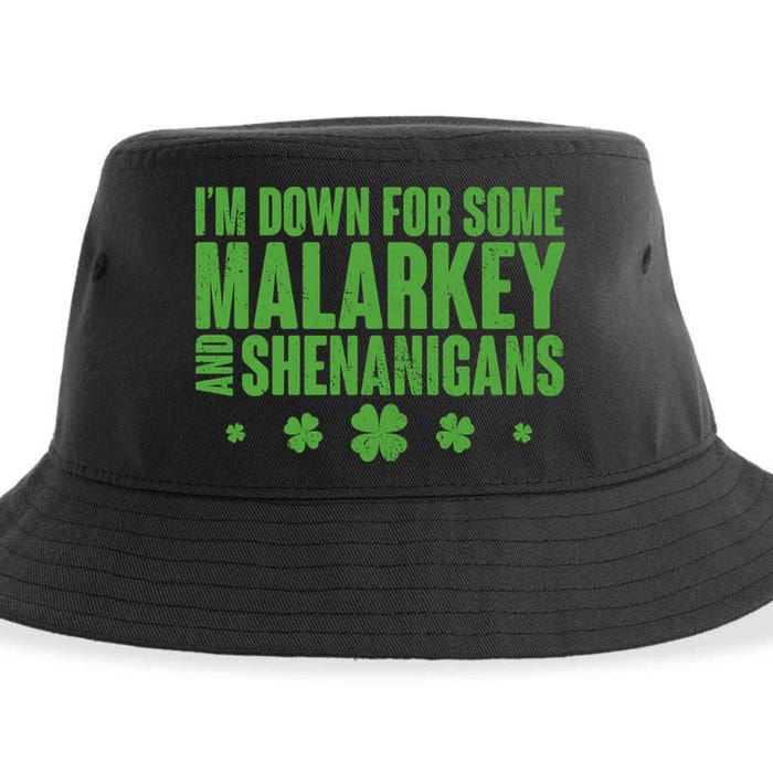 St Patrick's Day I'm Down For Some Malarkey And Shenanigans Sustainable Bucket Hat