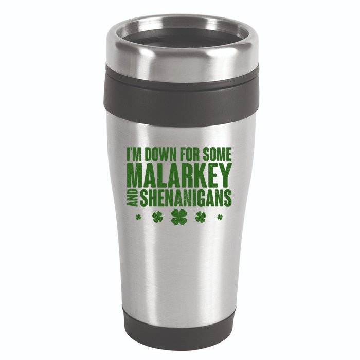 St Patrick's Day I'm Down For Some Malarkey And Shenanigans 16oz Travel Tumbler