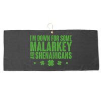 St Patrick's Day I'm Down For Some Malarkey And Shenanigans Large Microfiber Waffle Golf Towel