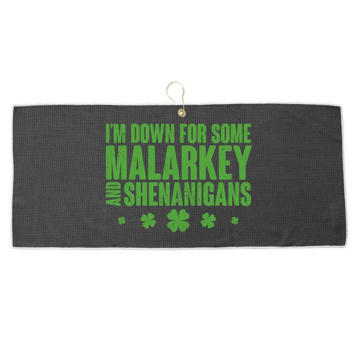 St Patrick's Day I'm Down For Some Malarkey And Shenanigans Large Microfiber Waffle Golf Towel