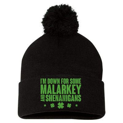 St Patrick's Day I'm Down For Some Malarkey And Shenanigans Pom Pom 12in Knit Beanie