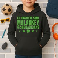 St Patrick's Day I'm Down For Some Malarkey And Shenanigans Kids Hoodie