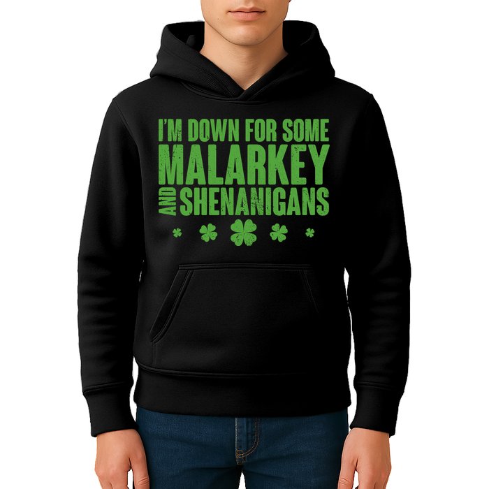 St Patrick's Day I'm Down For Some Malarkey And Shenanigans Kids Hoodie