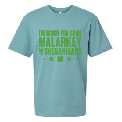 St Patrick's Day I'm Down For Some Malarkey And Shenanigans Sueded Cloud Jersey T-Shirt