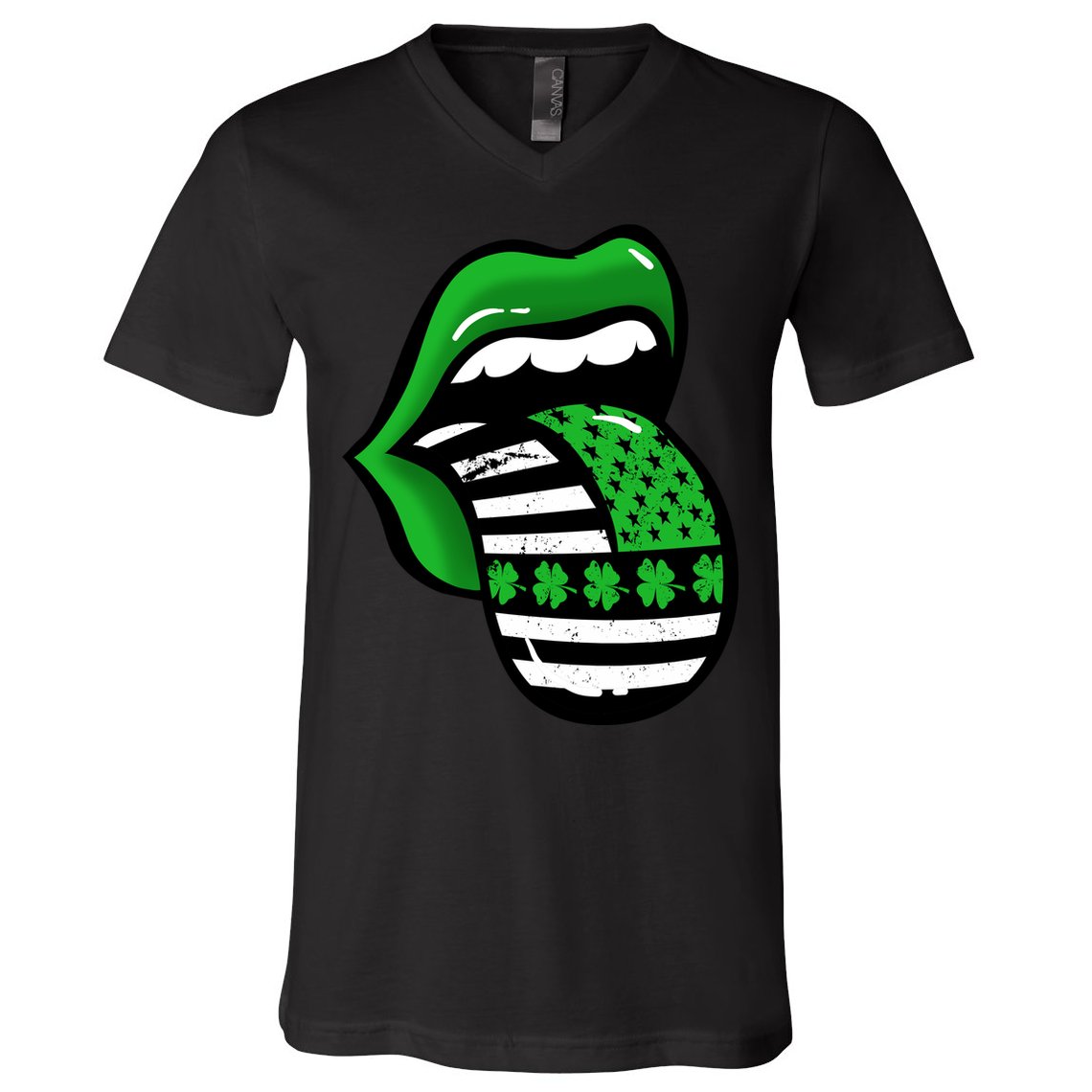 St Patricks Day Irish American Shamrock Flag Paddy V-Neck T-Shirt