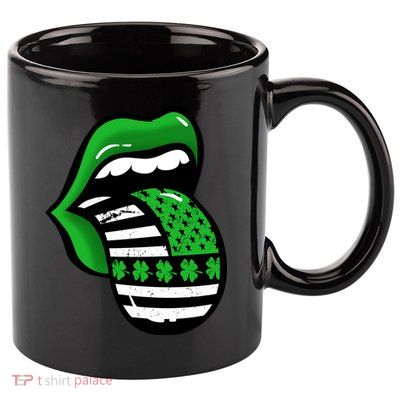St Patricks Day Irish American Shamrock Flag Paddy 11oz C Handle Ceramic Mug