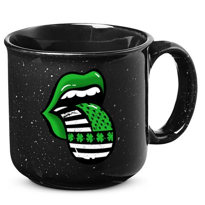 St Patricks Day Irish American Shamrock Flag Paddy 15oz Campfire Ceramic Mug