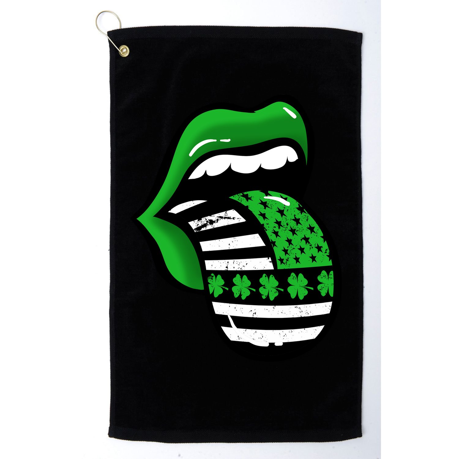 St Patricks Day Irish American Shamrock Flag Paddy Golf Towel