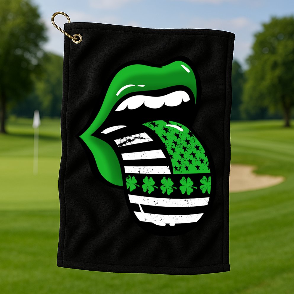 St Patricks Day Irish American Shamrock Flag Paddy Golf Towel