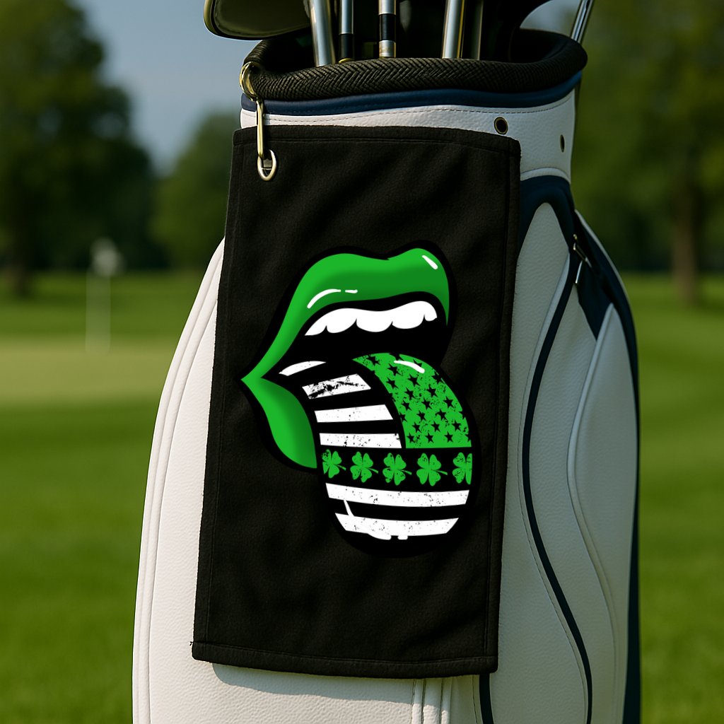 St Patricks Day Irish American Shamrock Flag Paddy Golf Towel