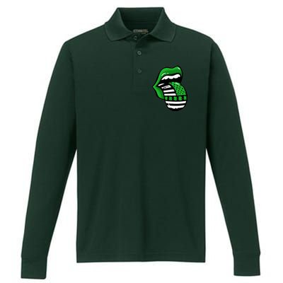 St Patricks Day Irish American Shamrock Flag Paddy Performance Long Sleeve Polo