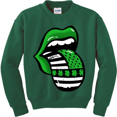 St Patricks Day Irish American Shamrock Flag Paddy Kids Sweatshirt