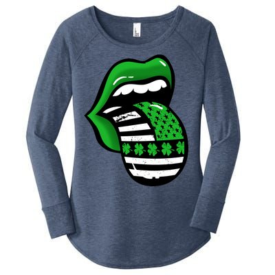 St Patricks Day Irish American Shamrock Flag Paddy Women's Perfect Tri Tunic Long Sleeve Shirt