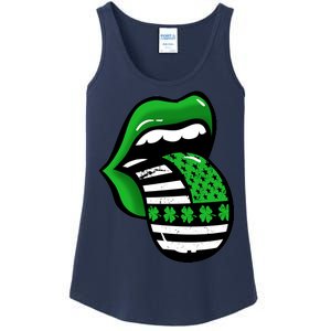 St Patricks Day Irish American Shamrock Flag Paddy Ladies Essential Tank