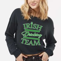 St Patrick's Day Irish Drinking Team Cropped Pullover Crew