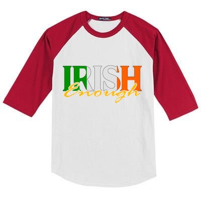 St Patricks Day Irish Enough Kids Colorblock Raglan Jersey