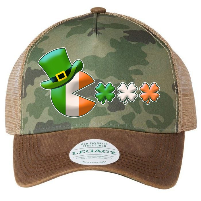 St Patrick's Day Irish Flag Pac Man Shamrocks Legacy Tie Dye Trucker Hat