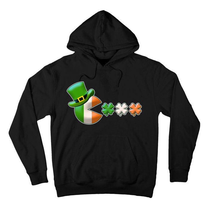 St Patrick's Day Irish Flag Pac Man Shamrocks Hoodie