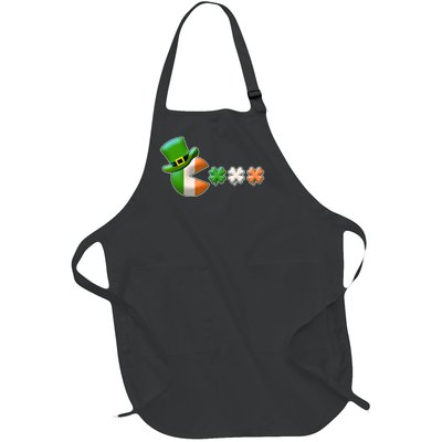 St Patrick's Day Irish Flag Pac Man Shamrocks Full-Length Apron With Pockets