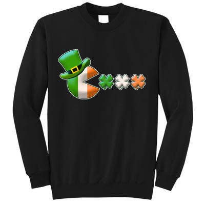 St Patrick's Day Irish Flag Pac Man Shamrocks Sweatshirt