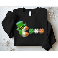 St Patrick's Day Irish Flag Pac Man Shamrocks Sweatshirt