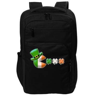 St Patrick's Day Irish Flag Pac Man Shamrocks Impact Tech Backpack