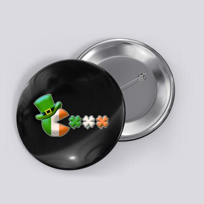 St Patrick's Day Irish Flag Pac Man Shamrocks Button