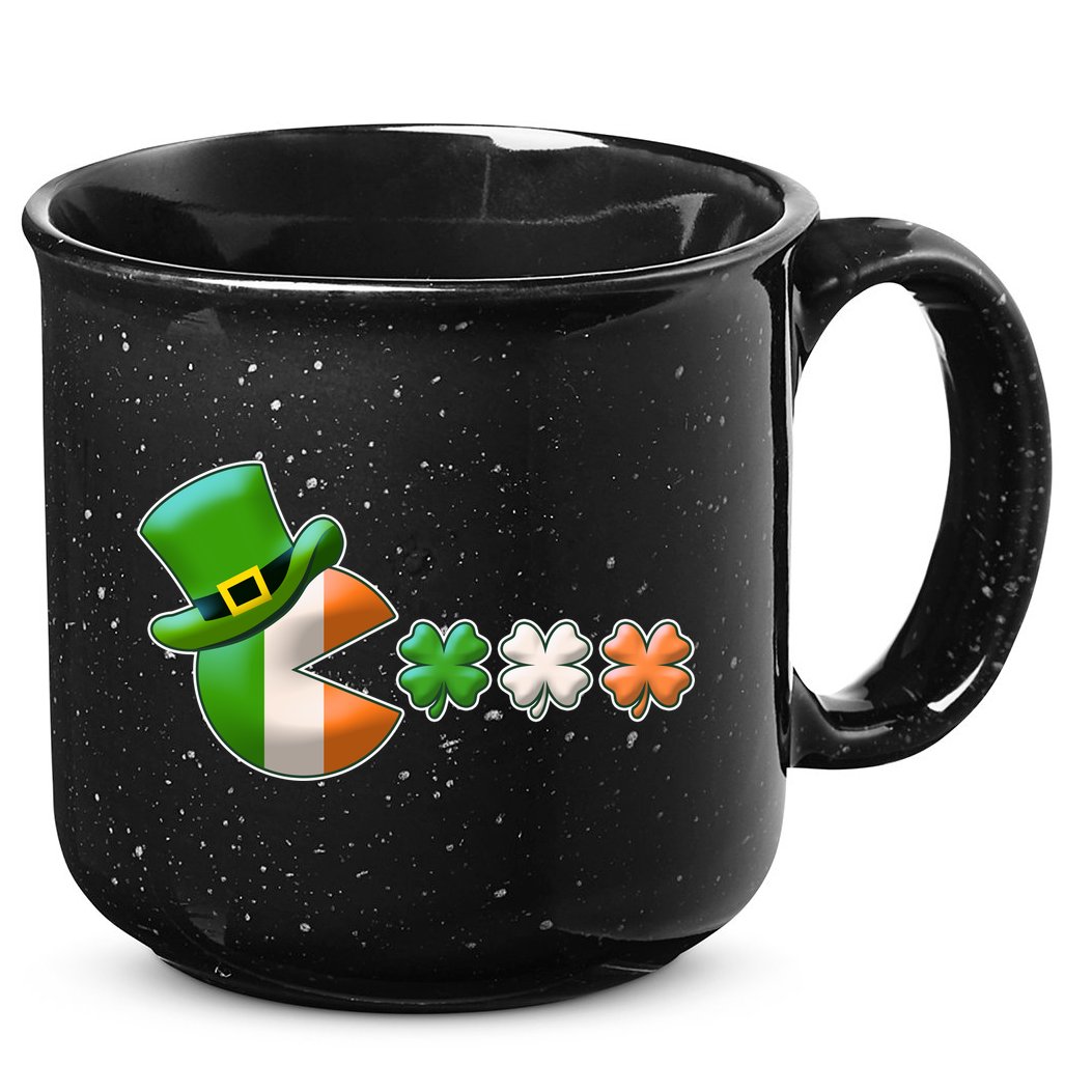 St Patrick's Day Irish Flag Pac Man Shamrocks 15oz Campfire Ceramic Mug