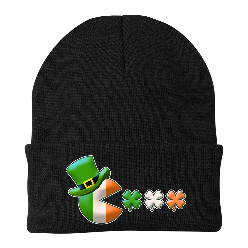St Patrick's Day Irish Flag Pac Man Shamrocks Beanie