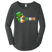 St Patrick's Day Irish Flag Pac Man Shamrocks Women's Perfect Tri Tunic Long Sleeve Shirt