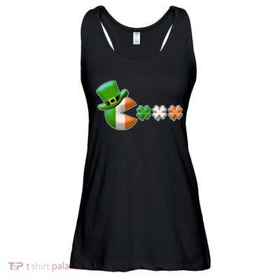 St Patrick's Day Irish Flag Pac Man Shamrocks Ladies Essential Flowy Tank