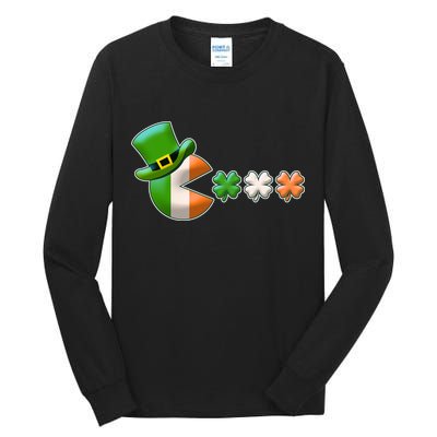 St Patrick's Day Irish Flag Pac Man Shamrocks Tall Long Sleeve T-Shirt