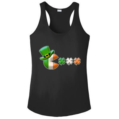 St Patrick's Day Irish Flag Pac Man Shamrocks Ladies PosiCharge Competitor Racerback Tank