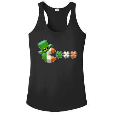 St Patrick's Day Irish Flag Pac Man Shamrocks Ladies PosiCharge Competitor Racerback Tank