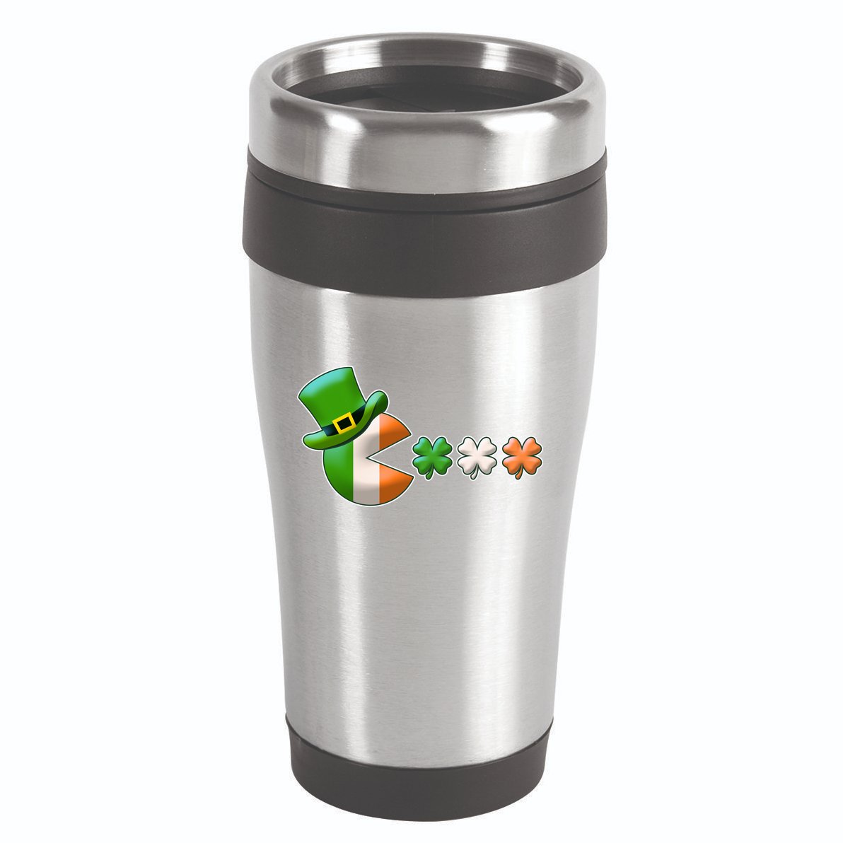 St Patrick's Day Irish Flag Pac Man Shamrocks 16oz Travel Tumbler