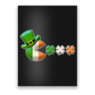 St Patrick's Day Irish Flag Pac Man Shamrocks Poster