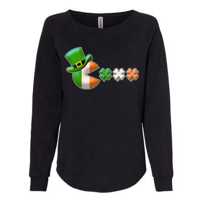 St Patrick's Day Irish Flag Pac Man Shamrocks Womens California Wash Sweatshirt