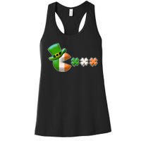 St Patrick's Day Irish Flag Pac Man Shamrocks Women's Racerback Tank