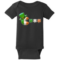 St Patrick's Day Irish Flag Pac Man Shamrocks Baby Bodysuit