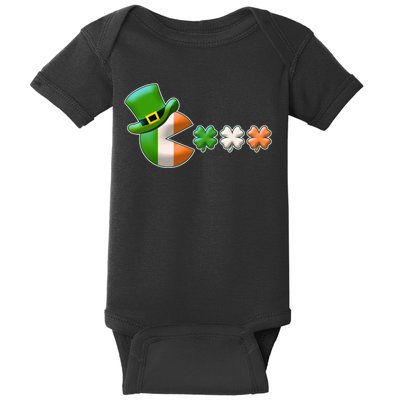 St Patrick's Day Irish Flag Pac Man Shamrocks Baby Bodysuit