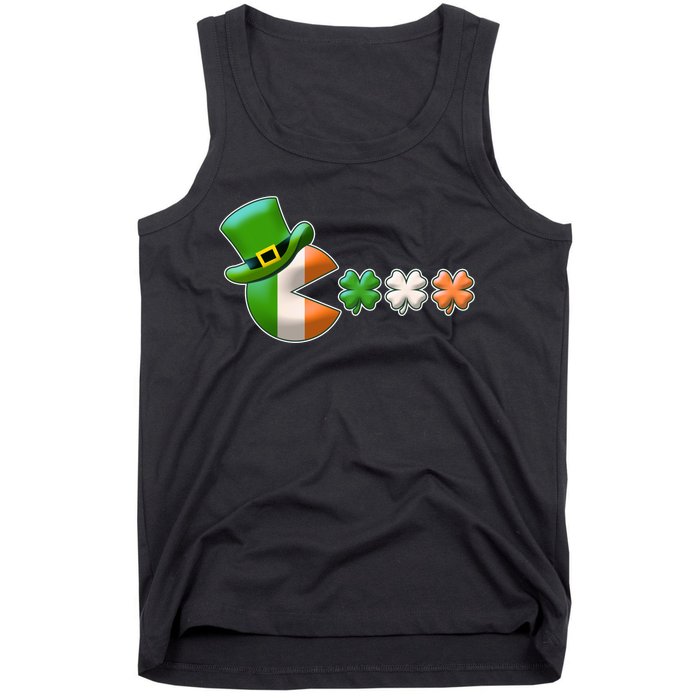 St Patrick's Day Irish Flag Pac Man Shamrocks Tank Top